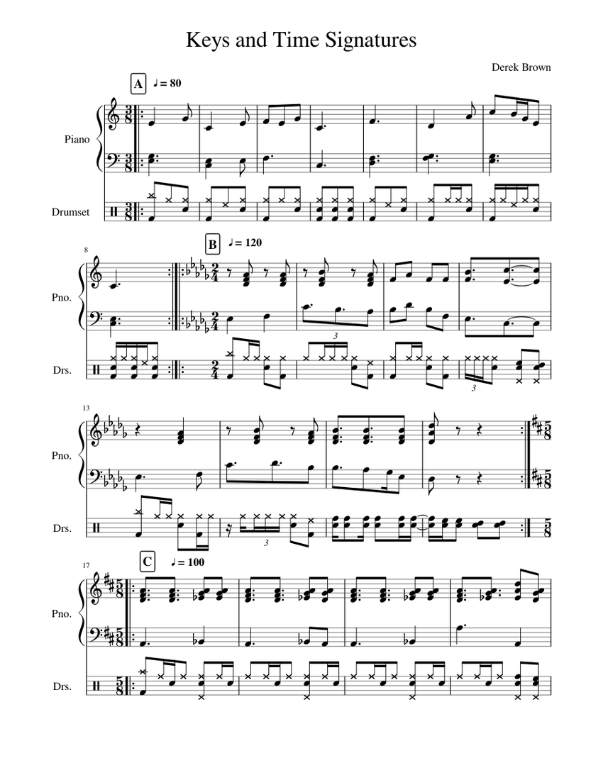 Keys And Time Signatures Sheet Music For Piano Drum Group Mixed Duet Musescore Com