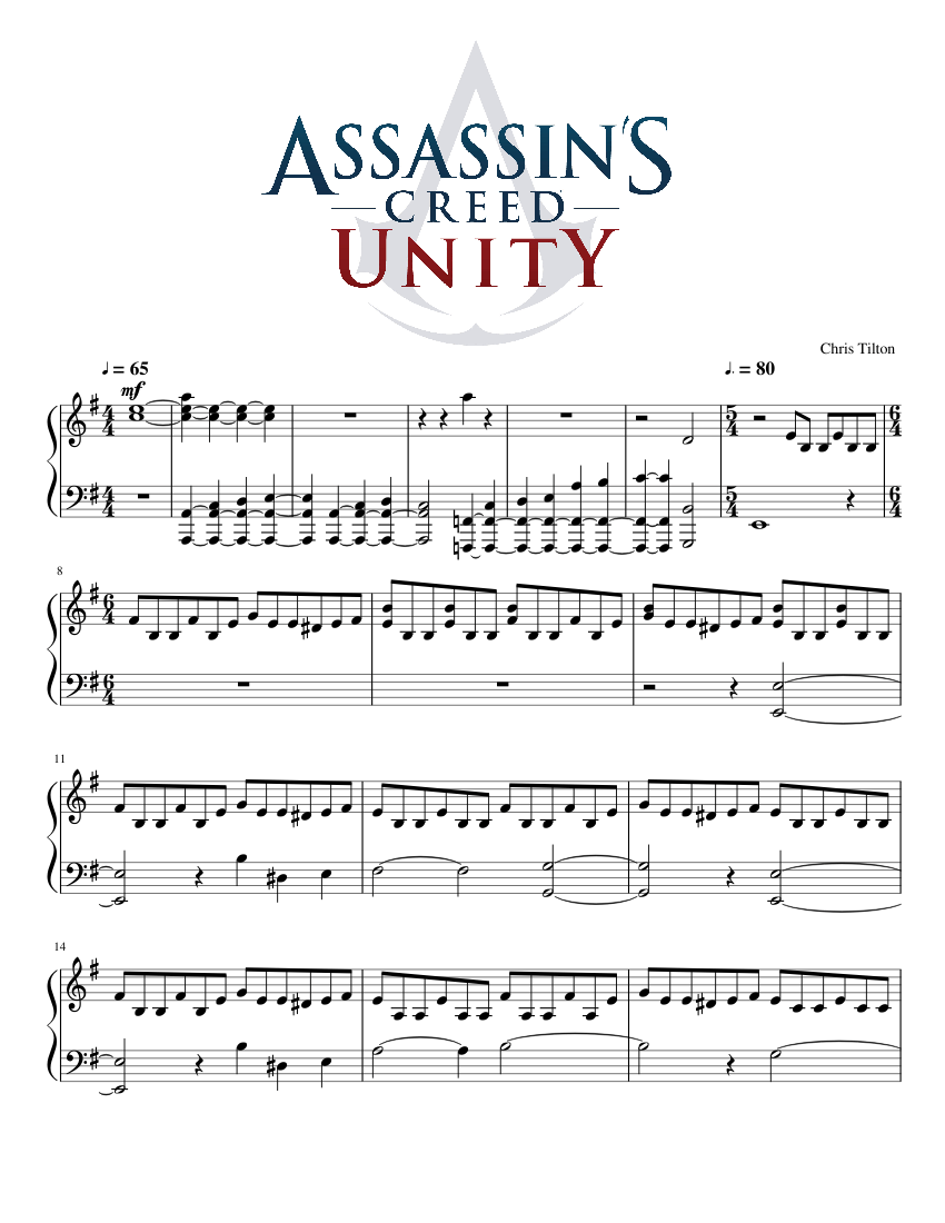 Assassin's Creed Unity (Main Theme) Sheet music for Piano (Solo) |  Musescore.com