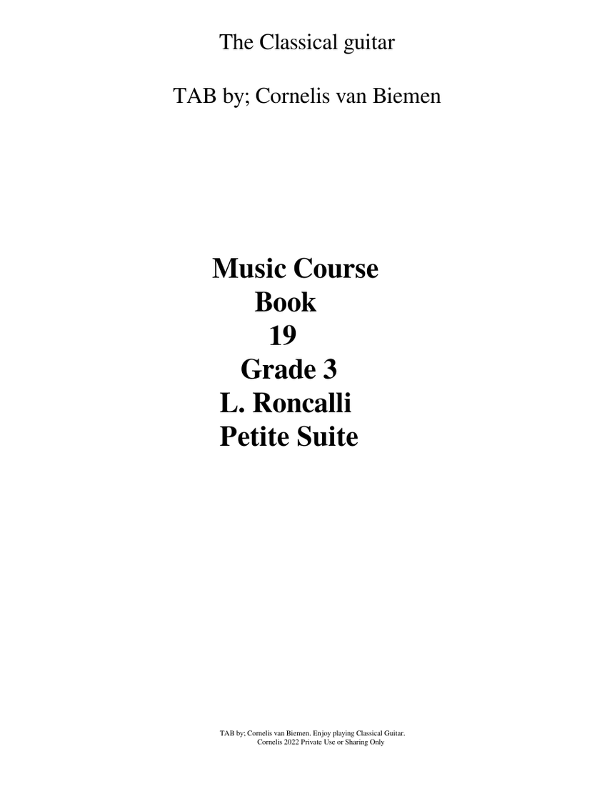 Music Course for Classical Guitar Book 19, L. Roncalli, Petite Suite