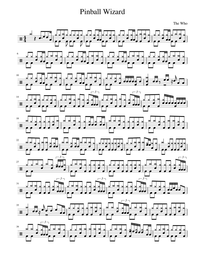 Pinball Wizard Sheet music for Drum group (Solo)