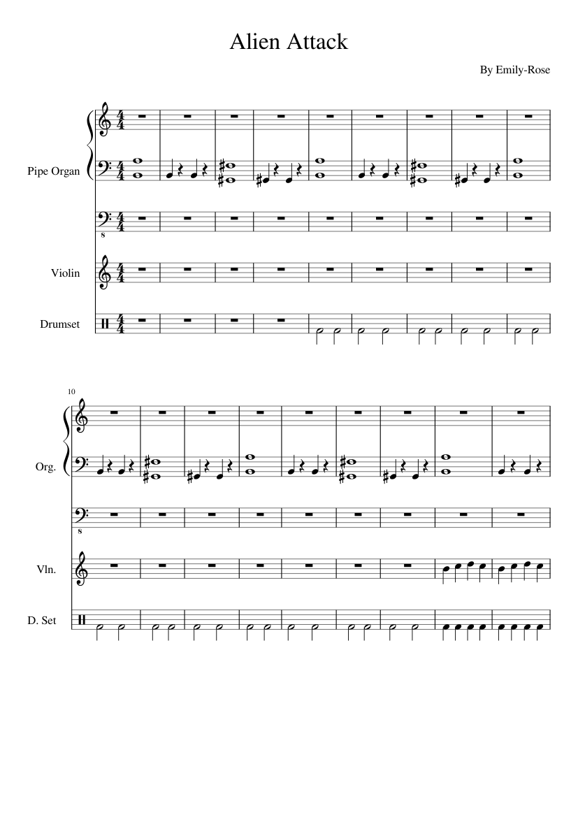 Alien Attack Sheet music for Organ, Violin, Drum group (Mixed Trio ...