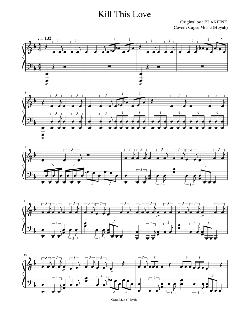 BLACKPINK - Kill This Love (Piano Cover) Sheet music for Piano (Solo) |  Musescore.com