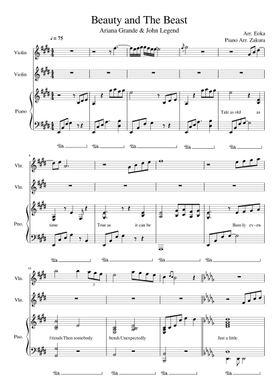 Beauty And The Beast By Ariana Grande Free Sheet Music Download Pdf Or Print On Musescore Com