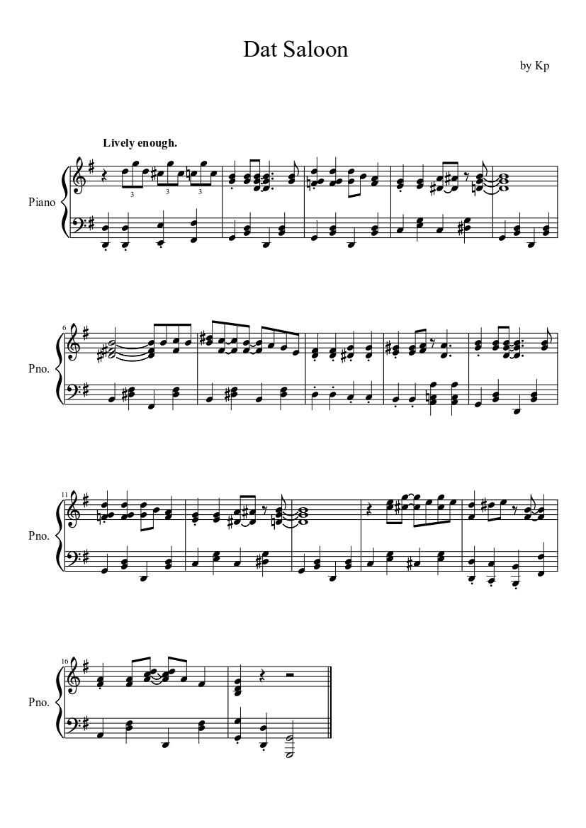 Dat Saloon Sheet music for Piano (Solo) | Musescore.com