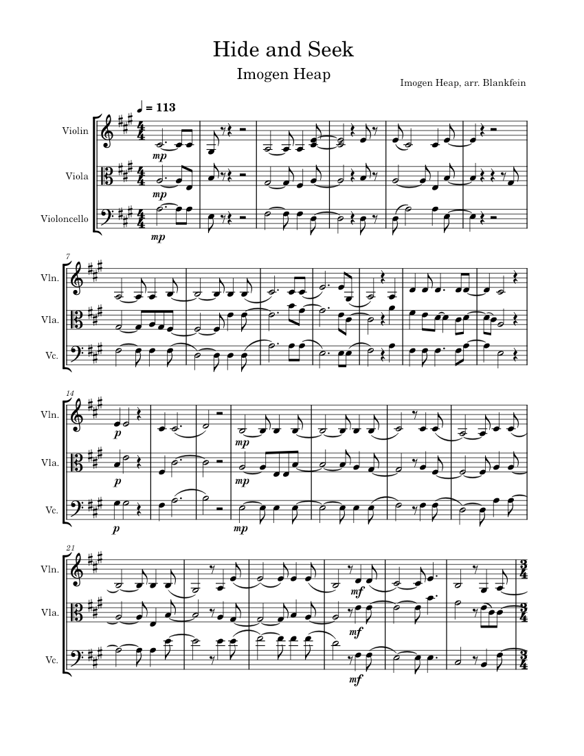 Hide and Seek: Vocaloid Sheet music for Viola (Solo)