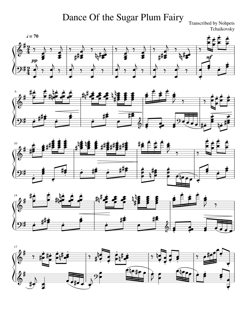 Dance of the sugar plum fairy Sheet music for Piano (Solo) | Musescore.com