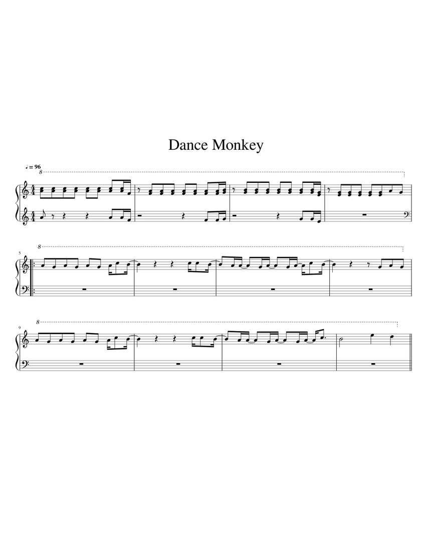 Dance Monkey right hand Sheet music for Piano (Solo) Easy | Musescore.com