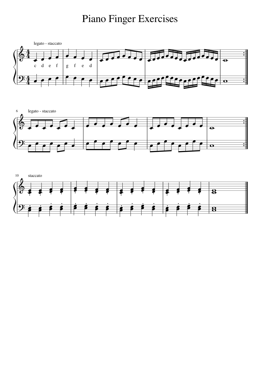 Piano Finger Exercises Sheet music for Piano (Solo) | Musescore.com
