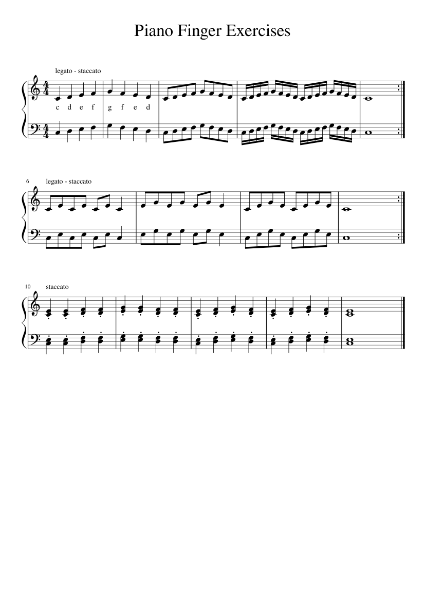 Piano Finger Exercises Sheet Music for Piano (Solo) easy | MuseScore.com