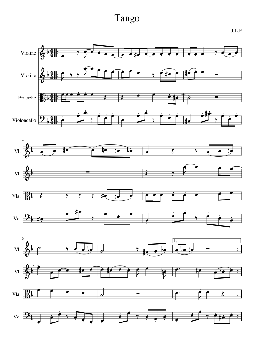 String (Quartet) Tango Sheet music for Violin, Viola, Cello (String Quartet)  | Musescore.com