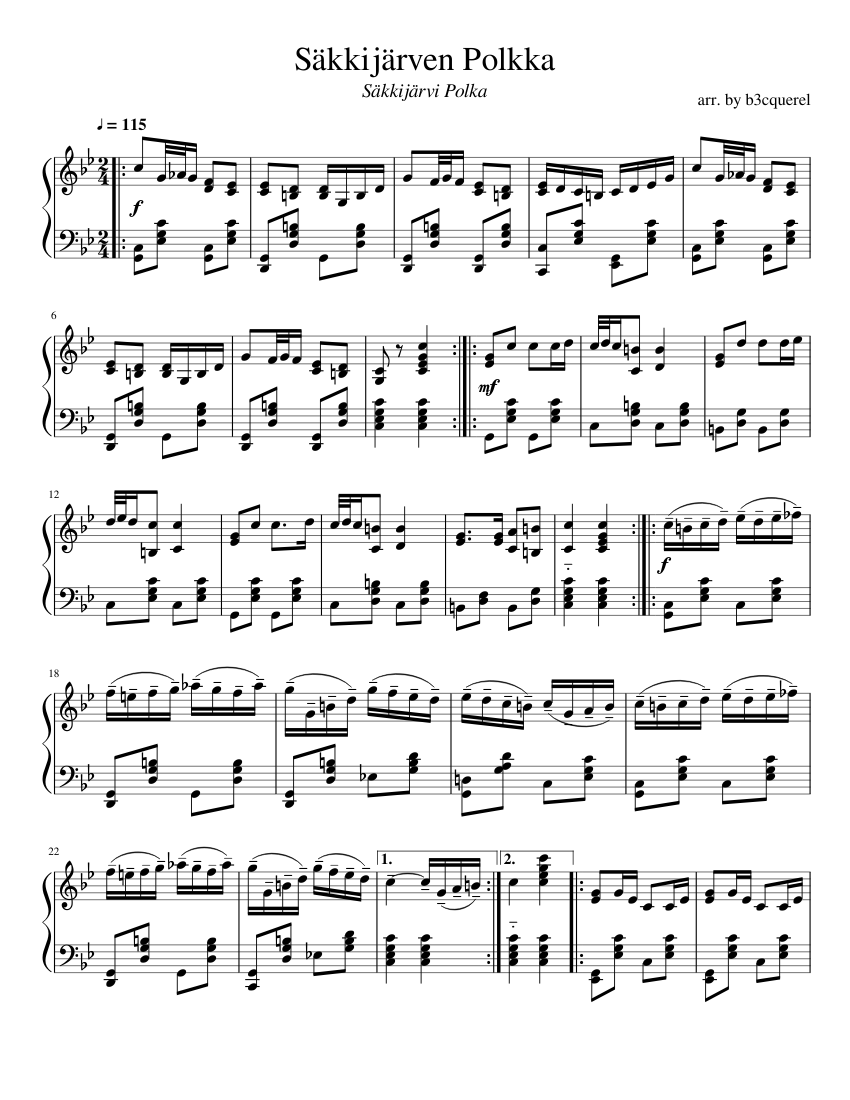 Säkkijärven Polkka (REVISED) Sheet music for Piano (Solo) | Musescore.com