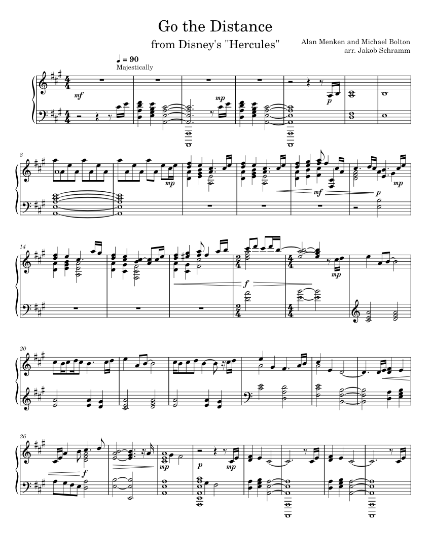 Go the Distance Sheet music for Piano (Solo) | Musescore.com