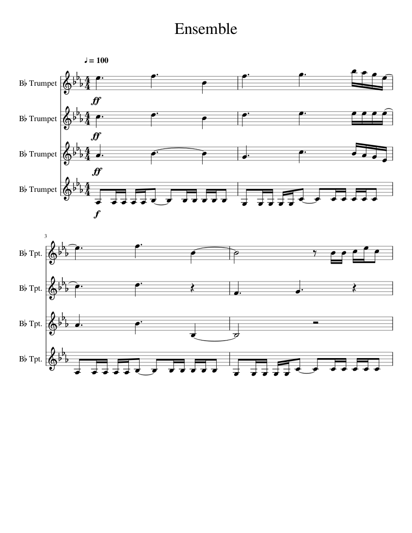 Ensemble for Trumpet Quartet Sheet music for Trumpet in bflat (Mixed