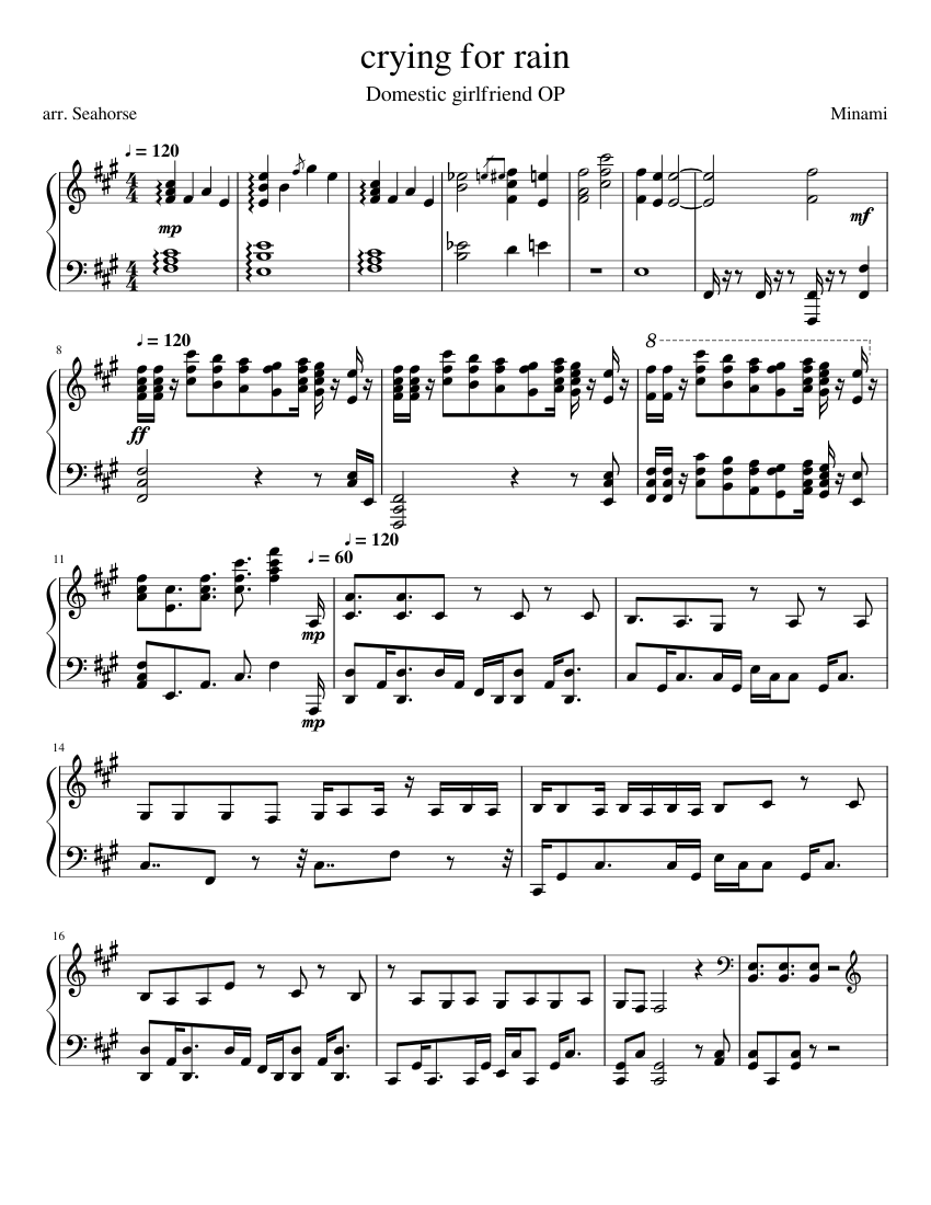 Hard "Crying For Rain" 美波「カワキヲアメク」piano Sheet music for Piano (Solo) |  Musescore.com