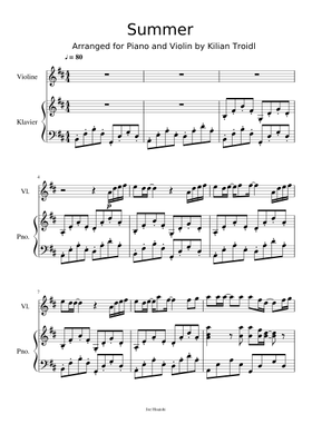 Summer Sheet Music Free Download In Pdf Or Midi On Musescore Com