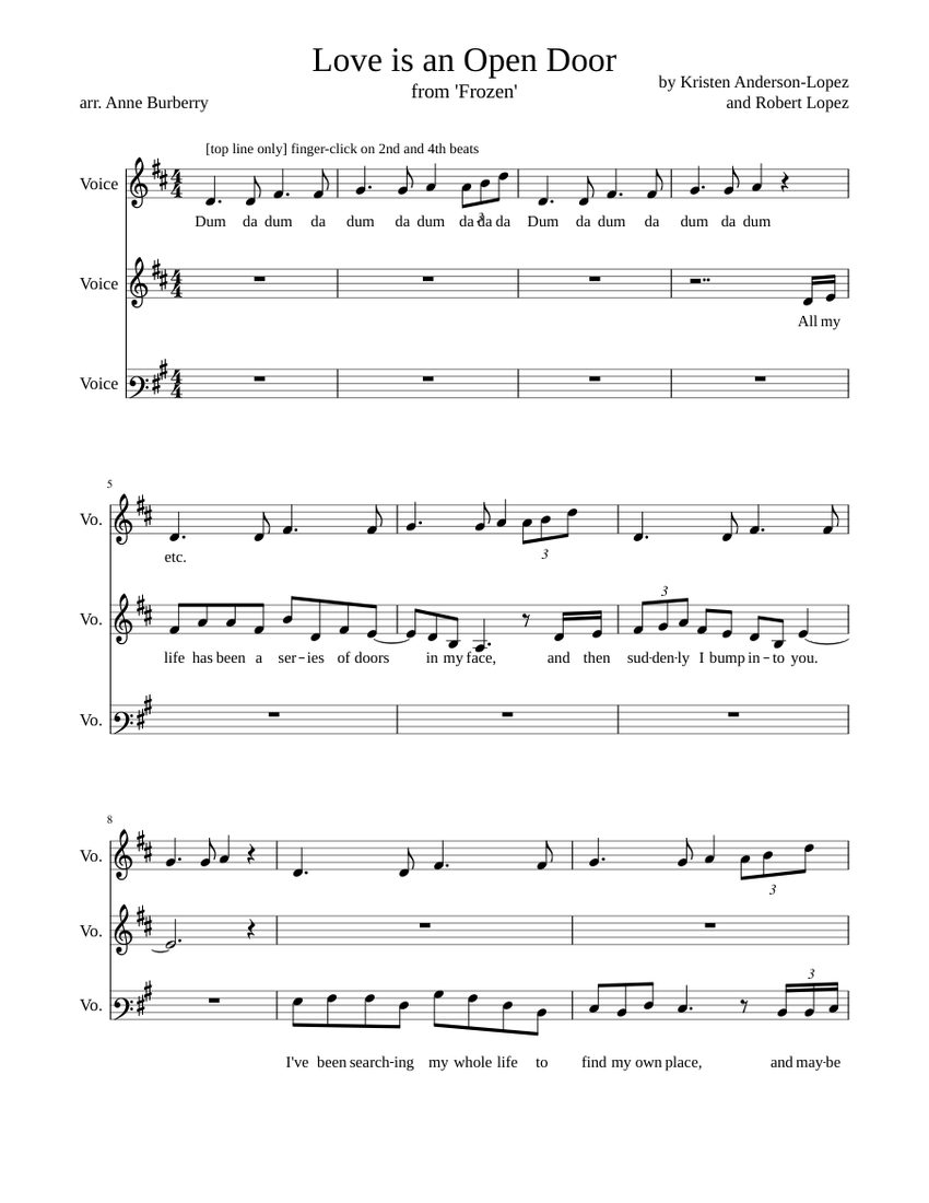 Love is an Open Door Sheet music for Voice (other) (Choral) | Musescore.com