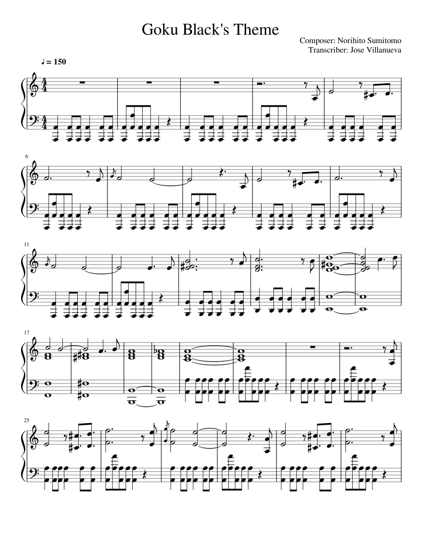 Dragon Ball Super Goku Black's Theme Sheet music for Piano (Solo