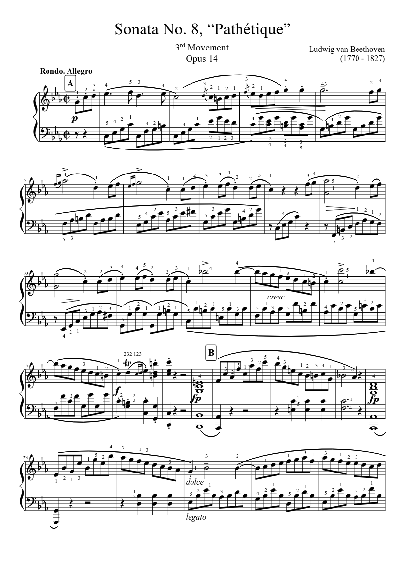 Beethoven Pathetique 3rd movement Rondó sonata Sheet music for Piano (Solo)  | Musescore.com