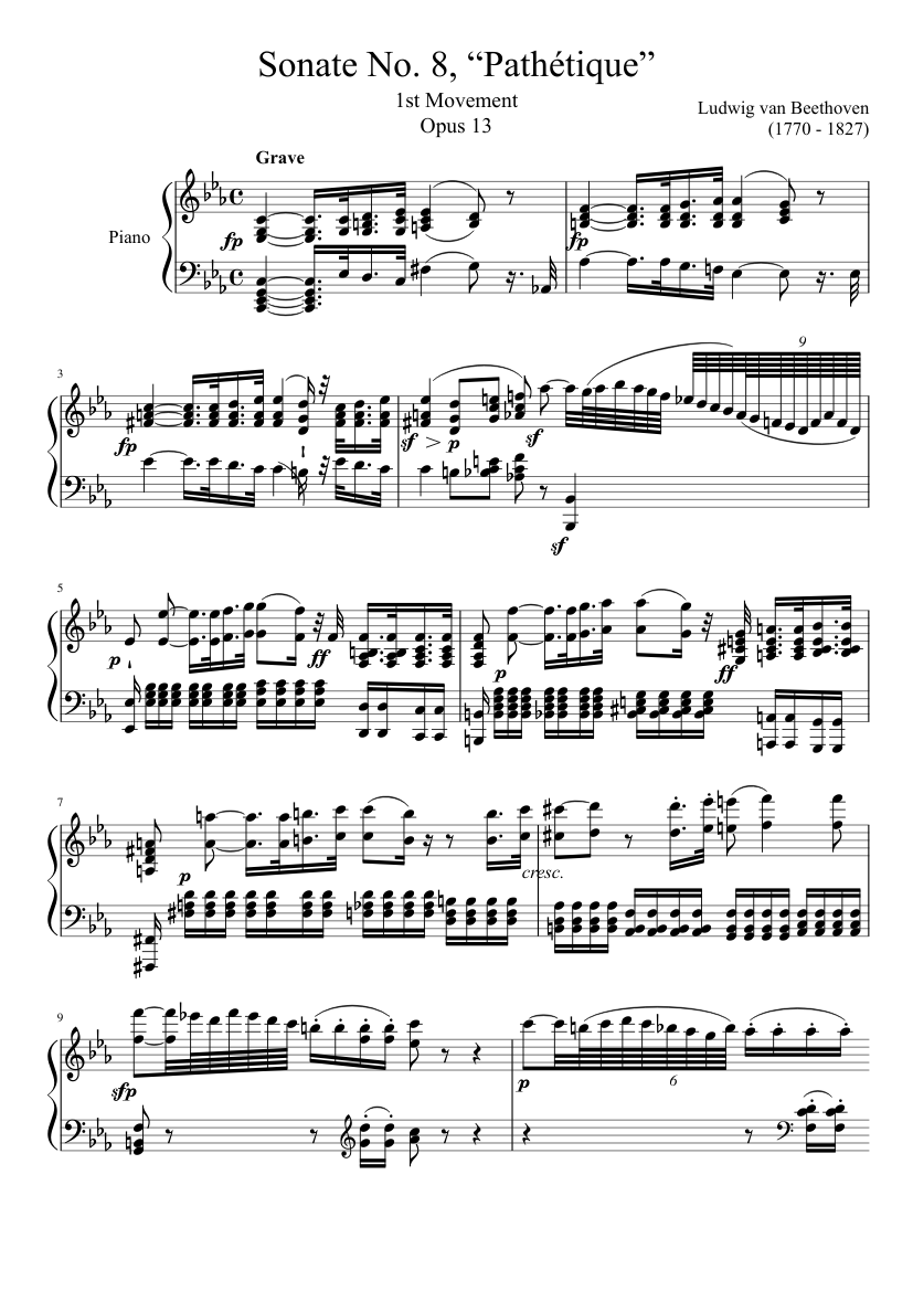 Pathetique 1st movement Sheet music for Piano (Solo) | Musescore.com
