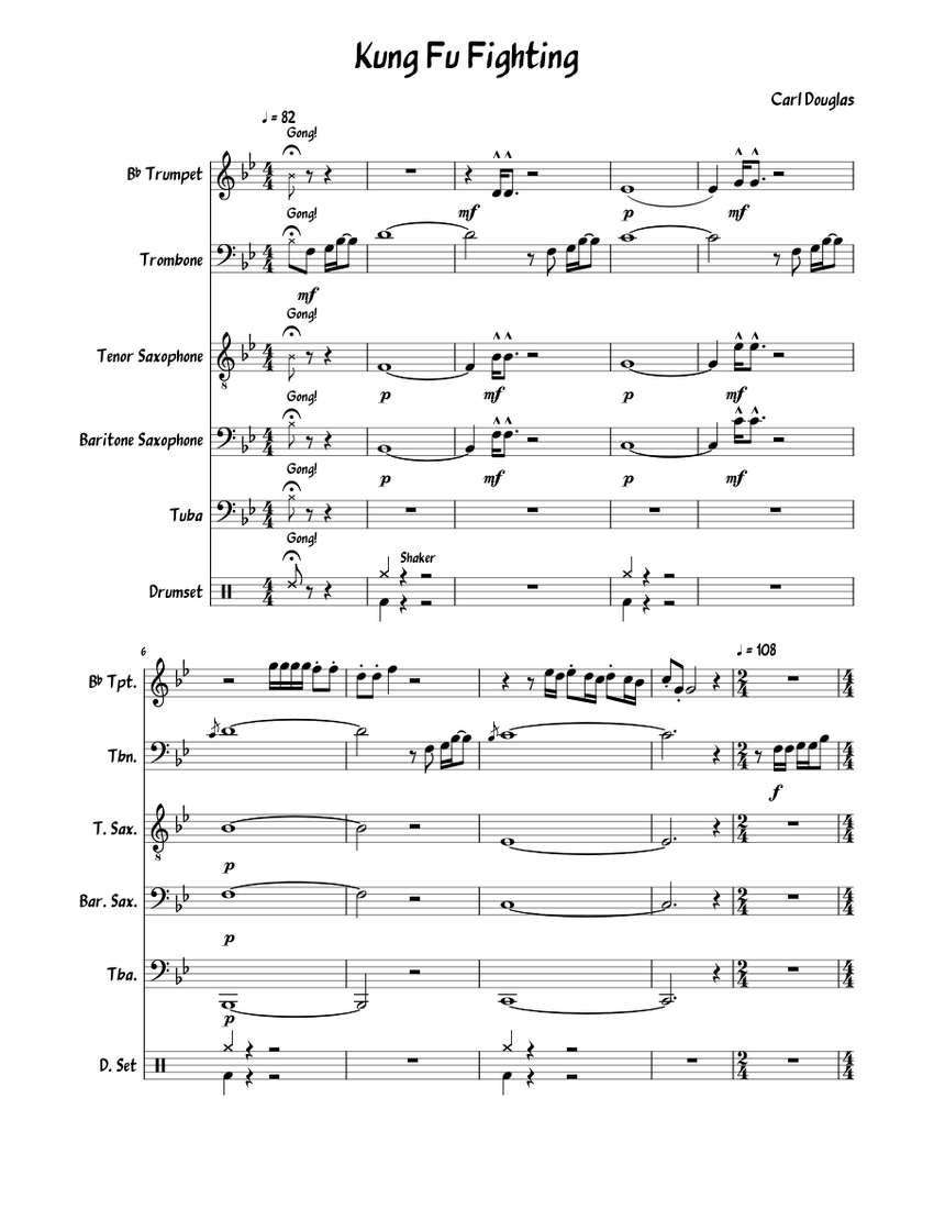 Kung Fu Fighting Carl Douglas Brass Band Cover Sheet Music For Trumpet In B Flat Trombone Drum Group Tuba More Instruments Mixed Ensemble Musescore Com Countdown singers — kung fu fighting (from kung fu panda) 03:17. kung fu fighting carl douglas brass