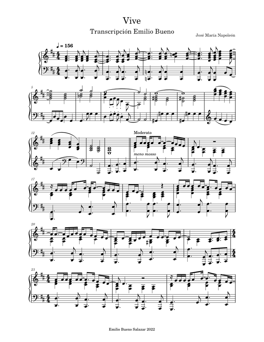 Vive – José María Napoleón Sheet music for Piano (Solo) | Musescore.com