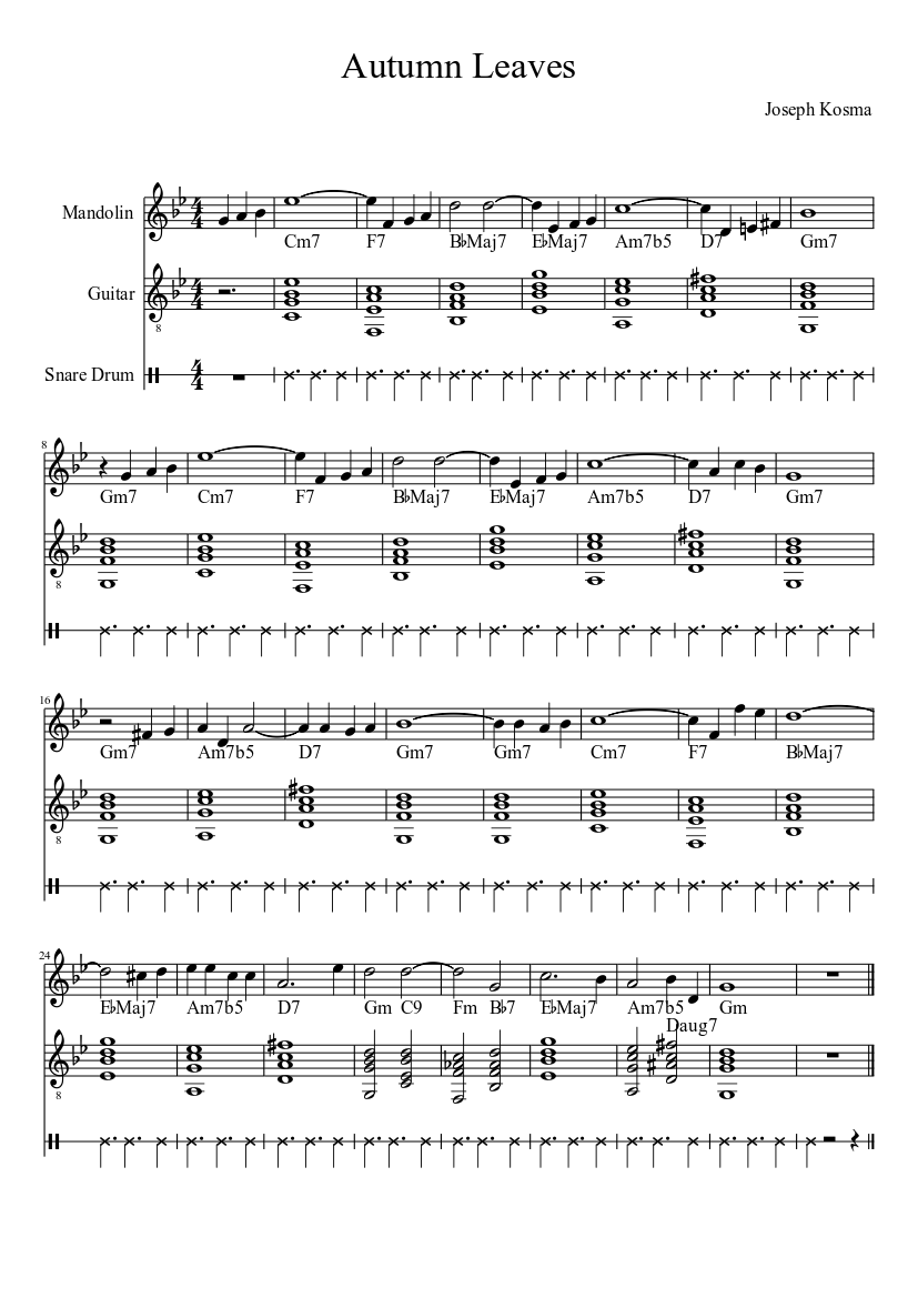 Autumn Leaves Sheet music for Guitar (Solo) | Musescore.com