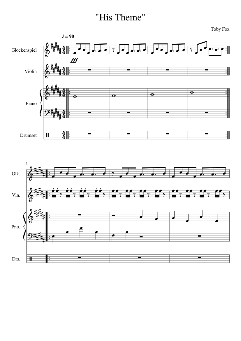 Undertale OST 90 - His Theme (Full Score) Sheet music for Piano ...