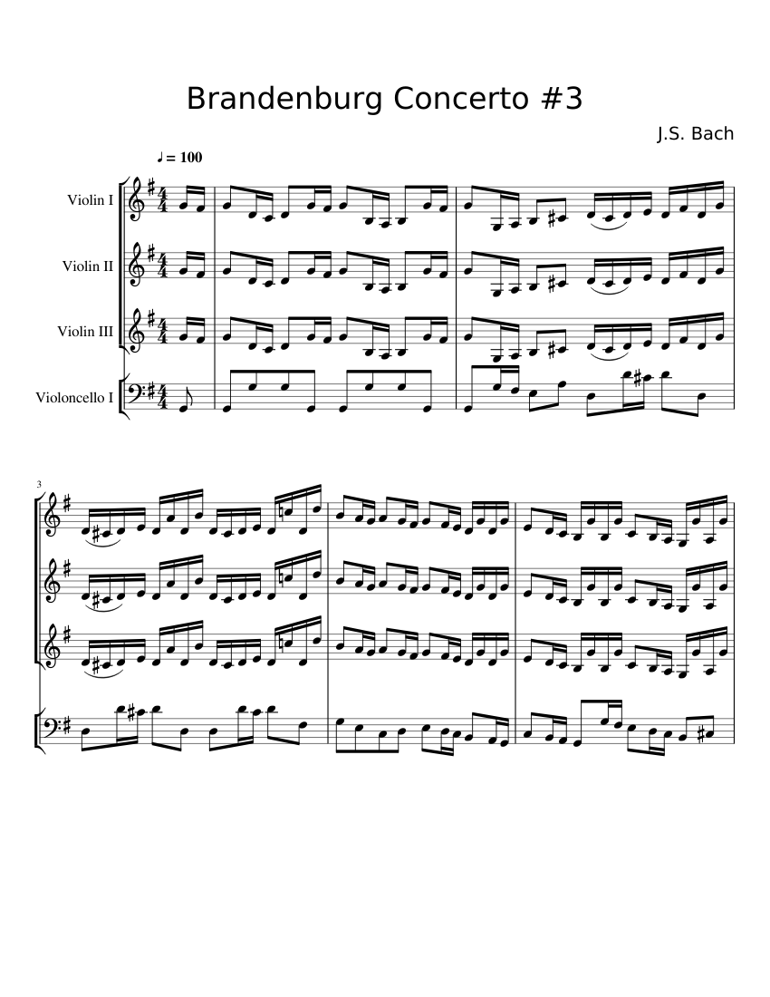 Brandenburg Concerto No.3 in G major BWV 1048