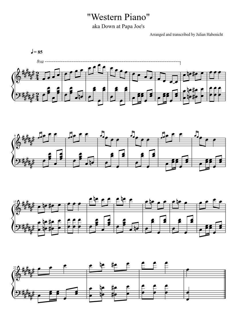 Western Piano Sheet music for Piano (Solo) Easy | Musescore.com