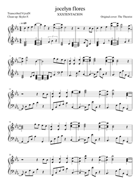 Xxxtentacion Sheet Music Free Download In Pdf Or Midi On Musescore Com - jocelyn flores roblox id full song