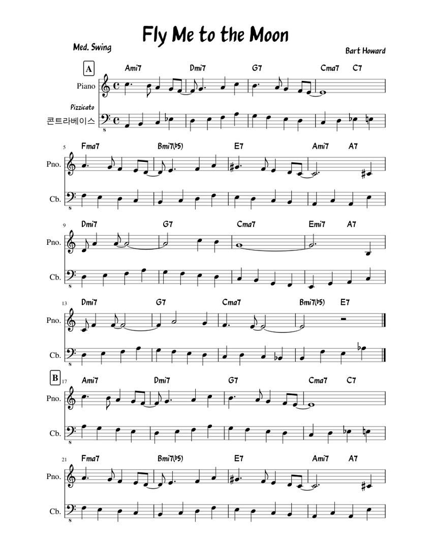 Fly Me to the Moon Sheet music for Piano (Solo) | Musescore.com