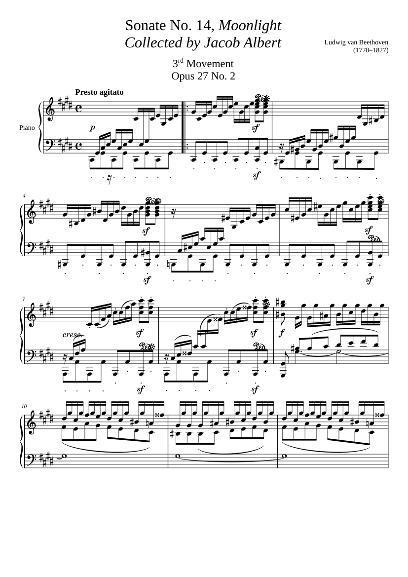 Sonate_No._14,_Moonlight - Ludwig Van Beethoven Sheet Music For Piano ...