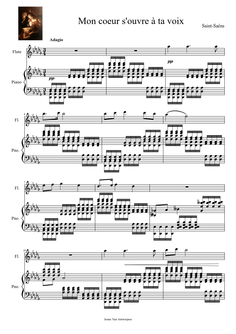 Mon coeur s'ouvre à ta voix Sheet music for Piano, Flute (Solo) |  Musescore.com