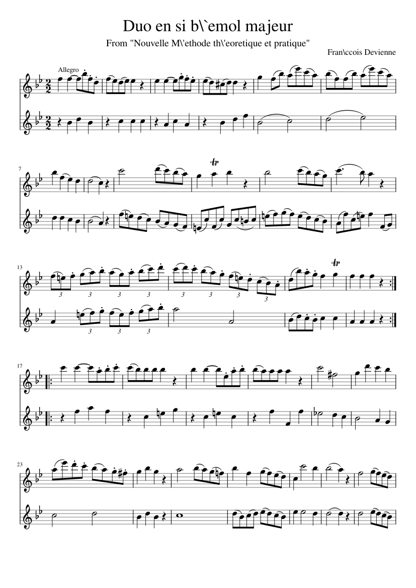 Duo en si b\emol majeur