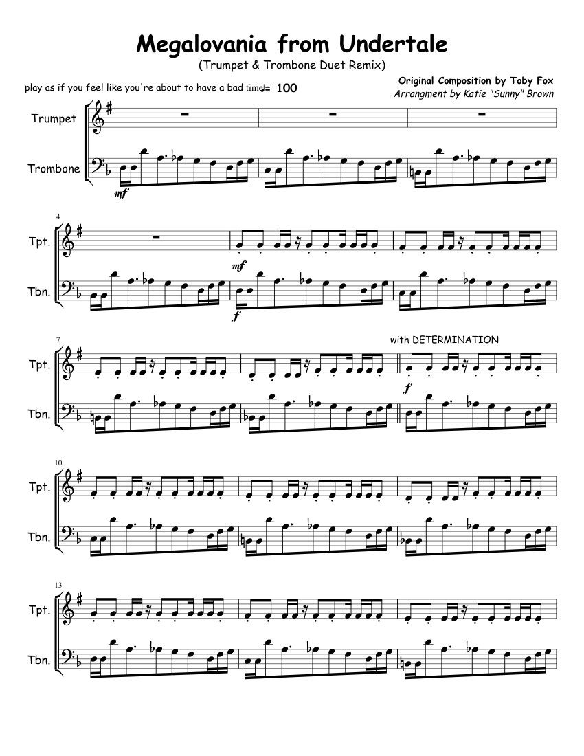 Download and print in PDF or MIDI free sheet music for Megalovania by Toby ...