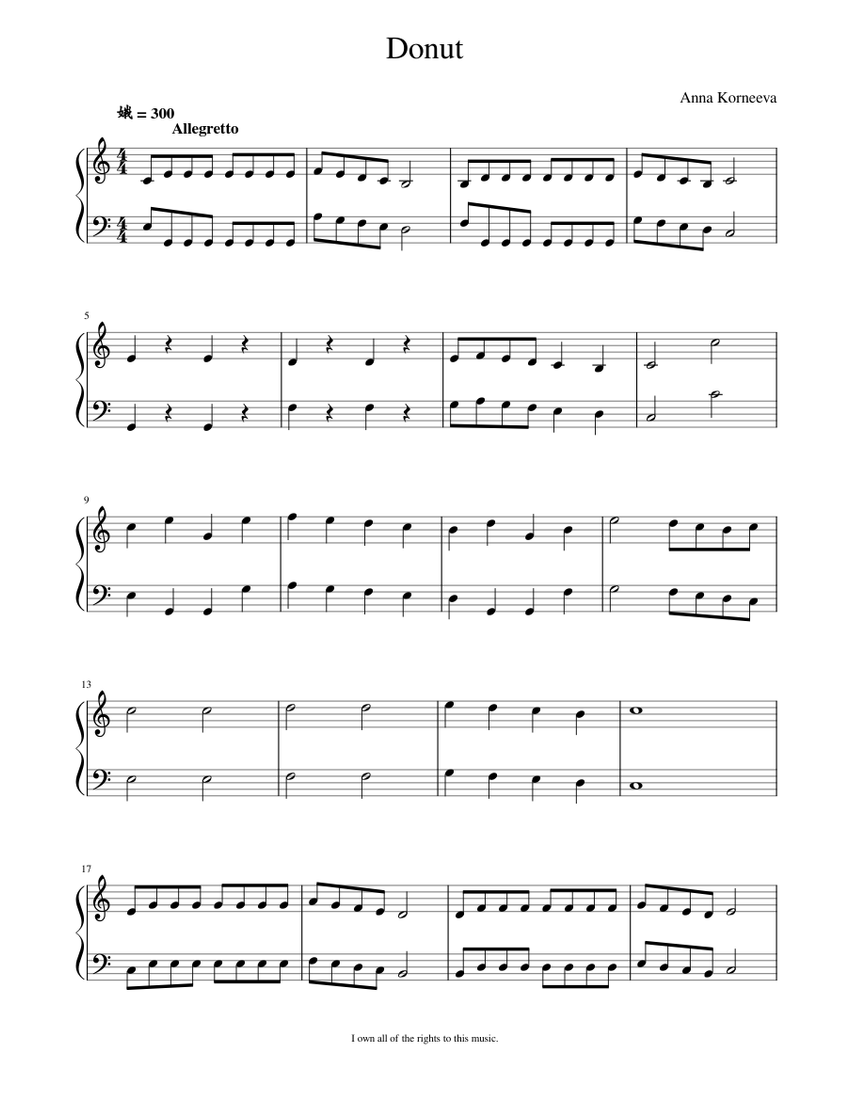 Donut Sheet music for Piano (Solo) | Musescore.com