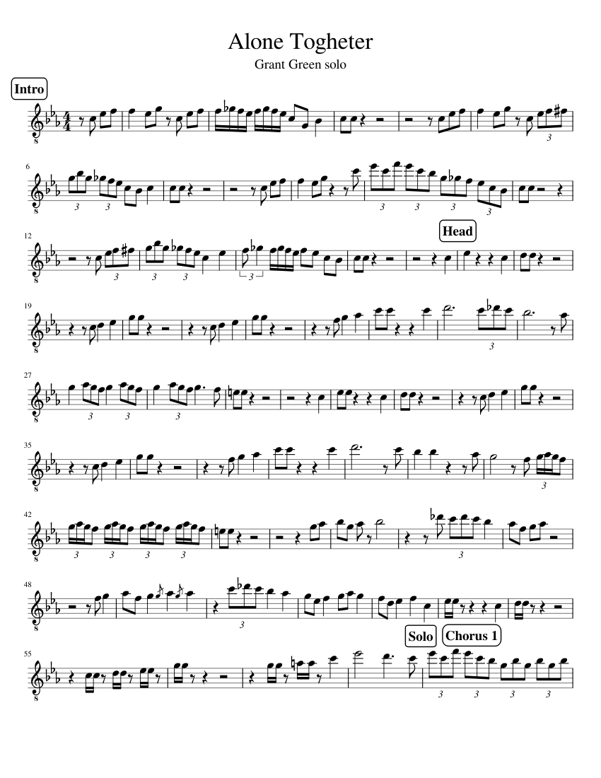 Alone Togheter (Grant Green solo) Sheet Music for Guitar (Solo