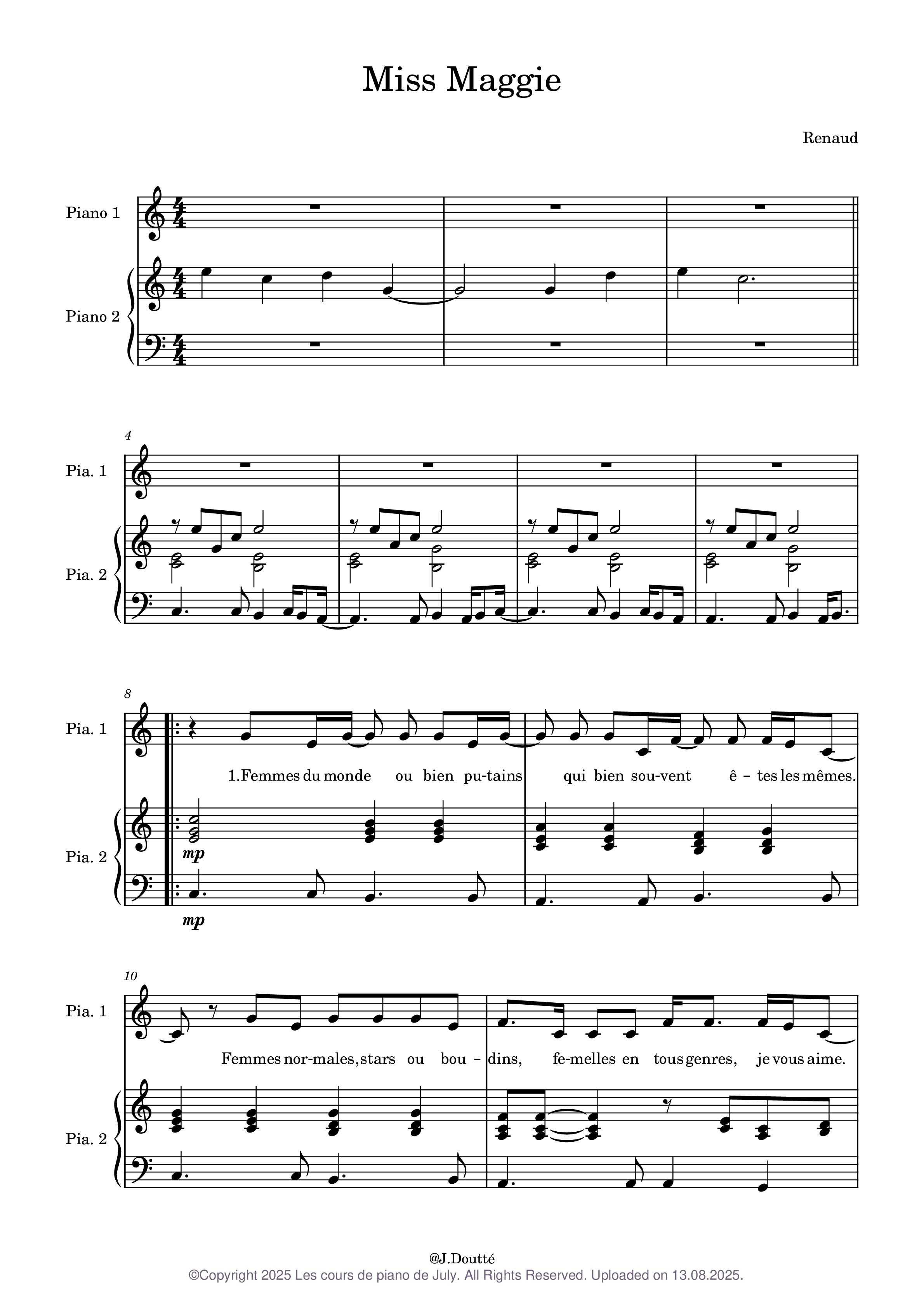Miss Magic Notes Miss maggie – Renaud Sheet music for Piano (Piano-Voice) | Musescore.com