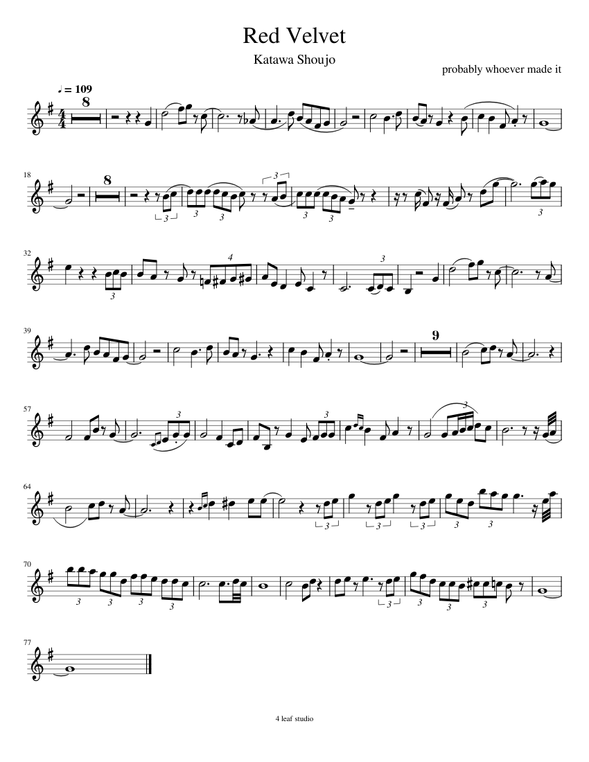 Red Velvet - Russian Roulette (Saxophone Alto) Sheet music for Saxophone  alto (Solo)