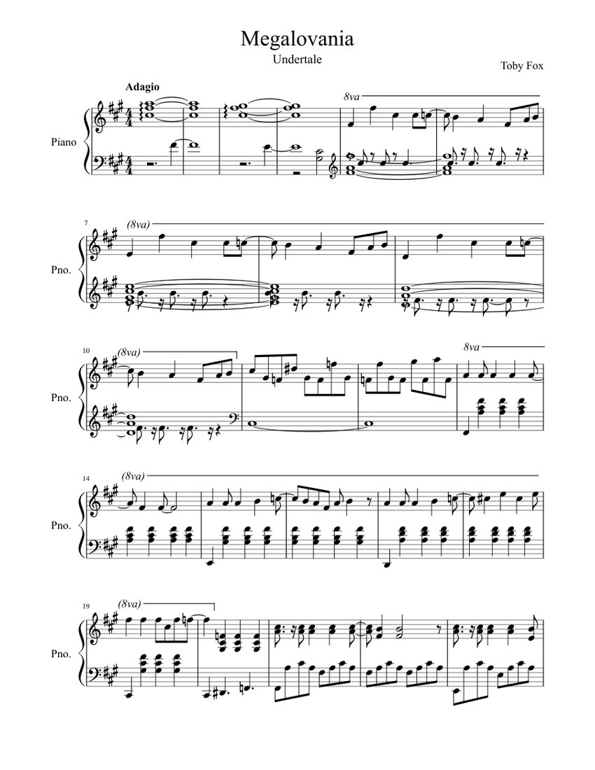 Megalovania (Undertale) - Sad Piano Solo Sheet music for Piano (Solo) |  Musescore.com