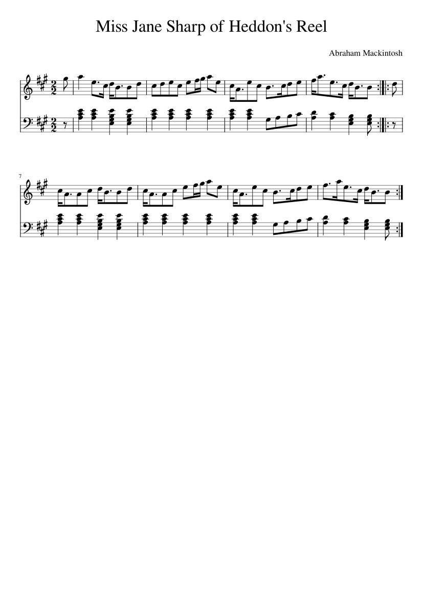 Miss Jane Sharp of Heddon's Reel