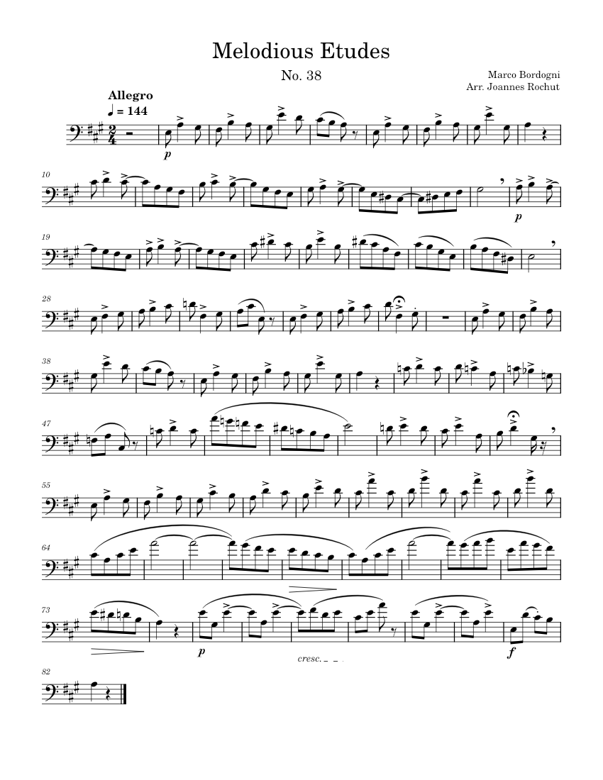 Melodious Etudes – Marco Bordogni Melodious Etude No. 38 Sheet Music ...