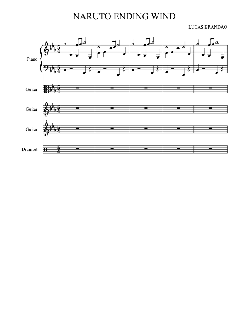 NARUTO ENDING WIND Sheet music for Piano, Guitar (Mixed Quartet) |  Musescore.com