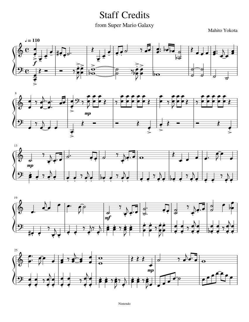 Staff Credits Sheet music for Piano (Solo) | Musescore.com