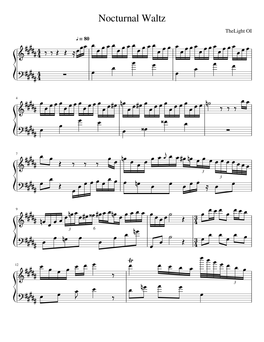 Nocturnal Waltz Sheet Music For Piano Solo Musescore Com