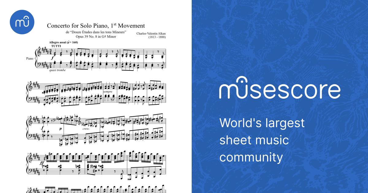Concerto for Solo Piano, 1st Movement Opus 39 No. 8 in G♯ Minor Sheet music  for Piano (Solo) | Musescore.com