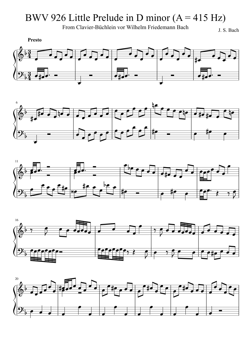 prelude in d minor bwv 926