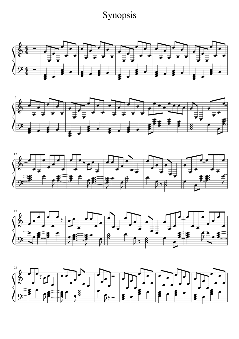 Synoptic Project Examples Music Synopsis Sheet music for Piano (Solo) | Musescore.com