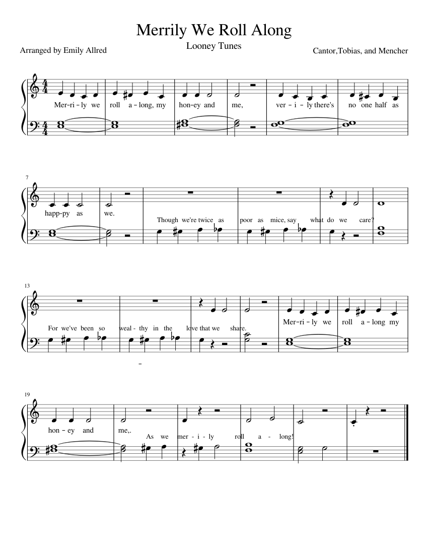 Merrily We Roll Along Sheet music for Piano (Solo) | Musescore.com