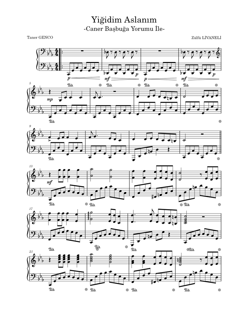 Yiğidim Aslanım – caner başbuğa piyano solo - piano tutorial